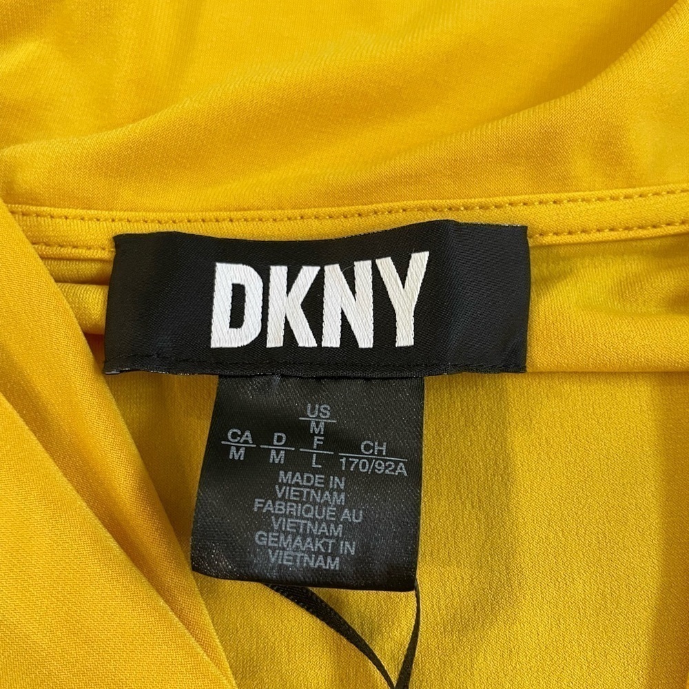 DKNY Women Yellow Long Sleeve Top Size Medium - Picture 5 of 6